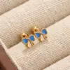 Wholesale Moon Pattern Valentine's Day Stud Earrings For Unisex, 304 Stainless Steel With 18K Real Gold Plated 0.03µm Thickness And Zircon Inlay