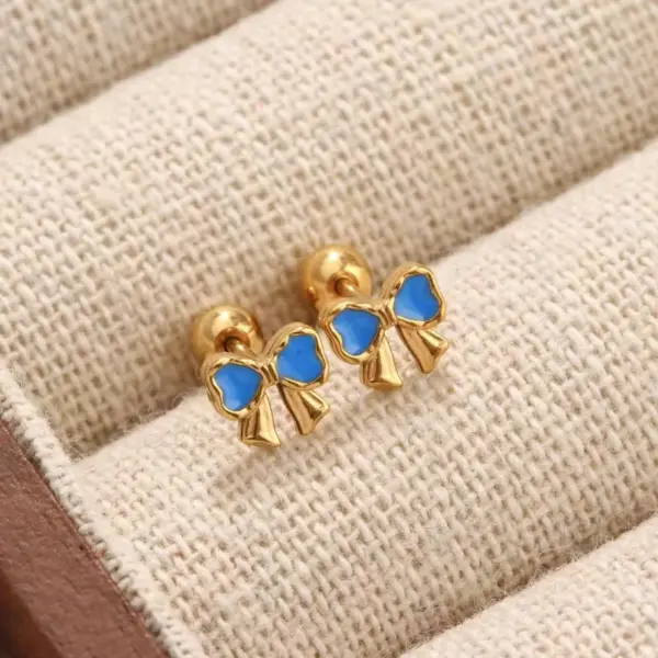 Wholesale Moon Pattern Valentine's Day Stud Earrings For Unisex, 304 Stainless Steel With 18K Real Gold Plated 0.03µm Thickness And Zircon Inlay