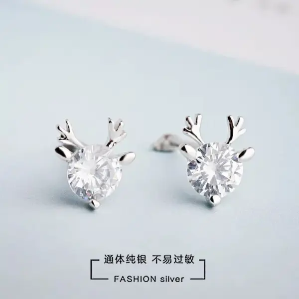 1 Pair Christmas Casual Commute Elk White Copper Ear Studs