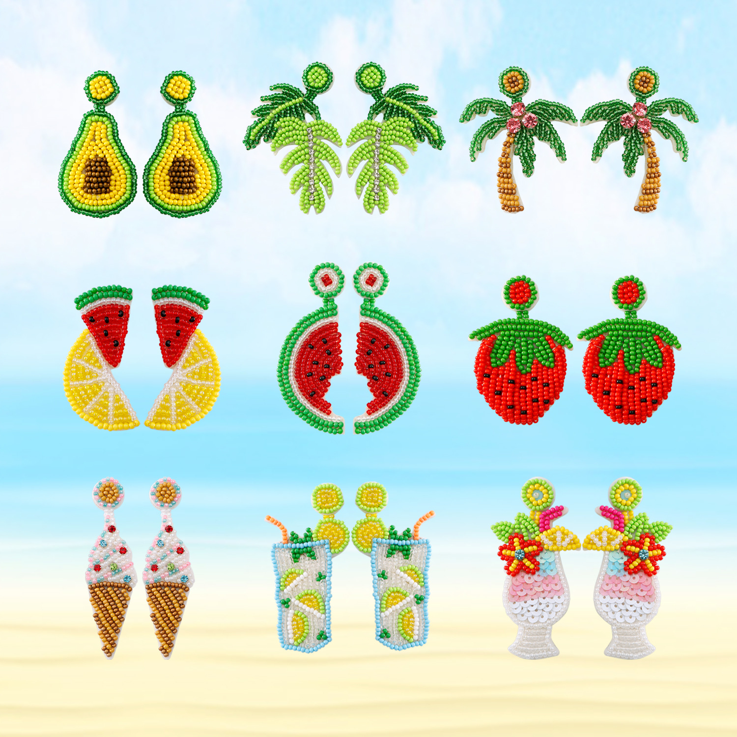 Wholesale Jamie Summer Vacation Bohemian Handmade Beaded Creative Novel Ft Series Rice Beads Earrings Earrings