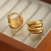 Wholesale 304 Stainless Steel Geometric PVD Coated 18K Gold Plated Casual Elegant Simple Style Waterproof Non Tarnish Plating Gold Silver Rings