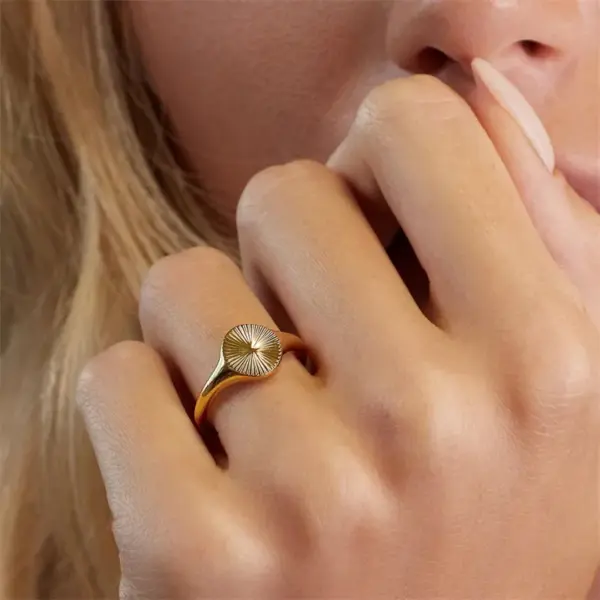 Wholesale PVD Coated 14K Gold Real Gold Plated Geometric Stainless Steel Fashion Waterproof Non Tarnish Rings