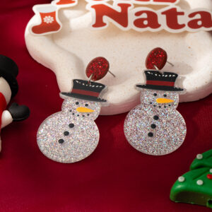 Wholesale Fine Flash Cartoon Cute Christmas Snowman Acrylic Earrings Fun Creative