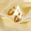 Wholesale PVD Coated Real Gold Plated Twist Stainless Steel Fashion Waterproof Non Tarnish 304 Stainless Steel Earrings