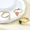 Wholesale Elegant Fashion Luxury Minimalist High-End Heart Inlaid Zircon Ring Stainless Steel 18K Gold Plated Women's Ring