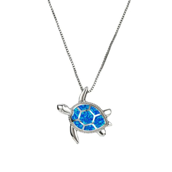 Wholesale Wish Cross-Border E-Commerce New Turtle Pendant Imitation Opal Necklace Fashion Ins Niche Creative Fashion Necklace