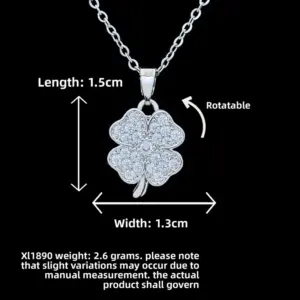 XL1890 Rotating Four-Leaf Clover Necklace / Silver