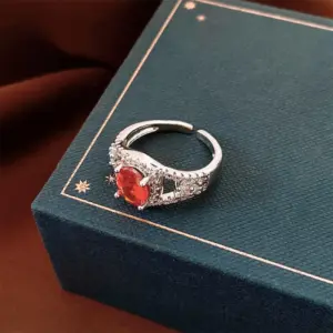 84 # Ring - Silver - Orange - Double Layer