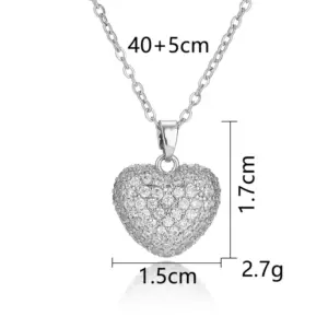 Full Diamond Heart-Silver