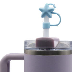 Silicone pure blue star and moon 10mm / Bag does not include straw