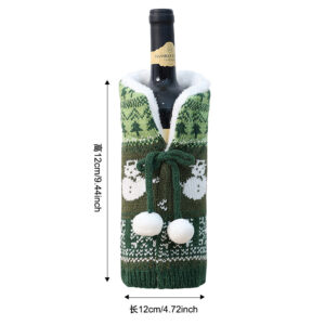 Knitted square ball wine bottle cover green