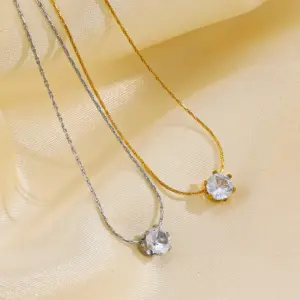 PVD Coated 18K Gold Plated Geometric 304 Stainless Steel Basic Modern Style Streetwear Waterproof Non Tarnish 304 Stainless Steel Pendant Necklace