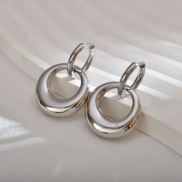 Wholesale PVD Coated Gold Plated Solid Color Stainless Steel Casual Waterproof Non Tarnish Drop Earrings