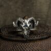 Wholesale Vintage Black Goat Opening Ring Gram Dark Devil Satan Niche Exaggerated Personality Male Finger Ring Accessories