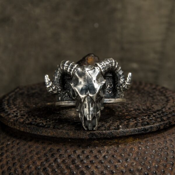 Wholesale Vintage Black Goat Opening Ring Gram Dark Devil Satan Niche Exaggerated Personality Male Finger Ring Accessories