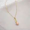 Imitation Pearl Ferroalloy Copper Round Electroplating Vacuum Plating Real Gold Plated Casual Simple Style Waterproof Non Tarnish Plating Mariner Chain Gold Pendant Necklace