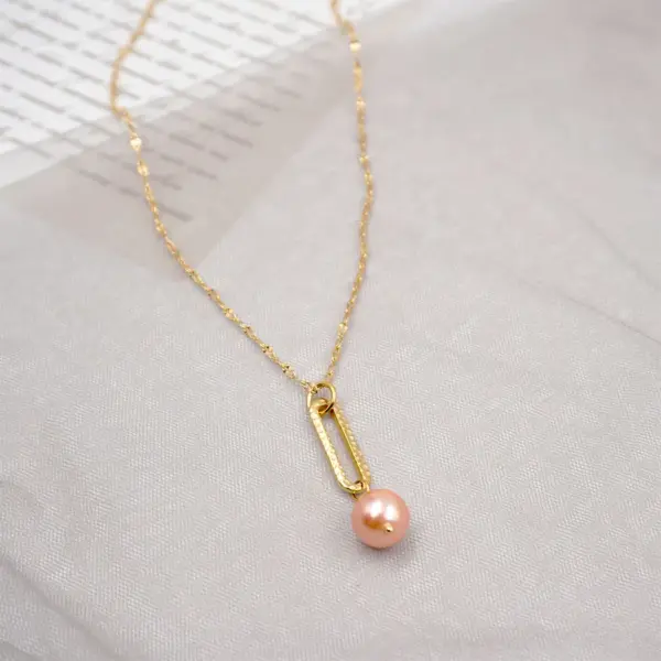 Imitation Pearl Ferroalloy Copper Round Electroplating Vacuum Plating Real Gold Plated Casual Simple Style Waterproof Non Tarnish Plating Mariner Chain Gold Pendant Necklace
