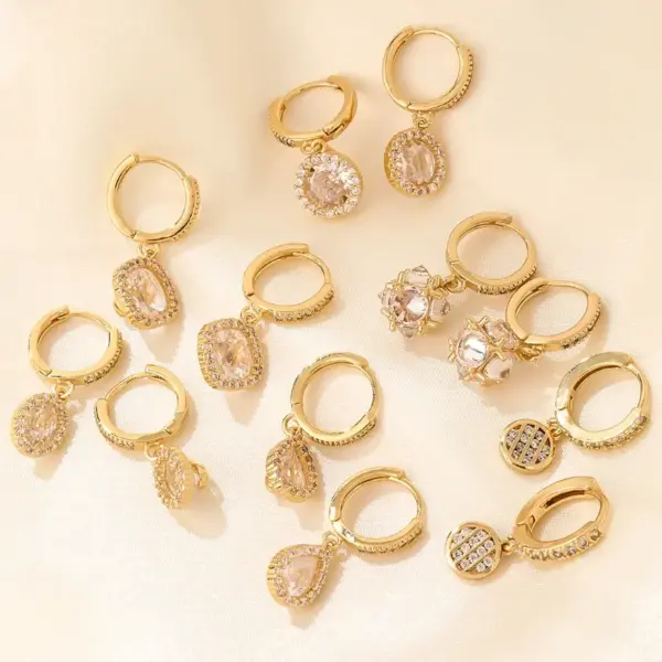 Wholesale 1 Pair Casual Sweet Round Plating Inlay Copper Zircon Gold Plated Drop Earrings