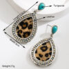 Wholesale Amazon Cross Border Fashion Retro Bohemian Turquoise Leopard Pendant Earrings Ethnic Long Earrings