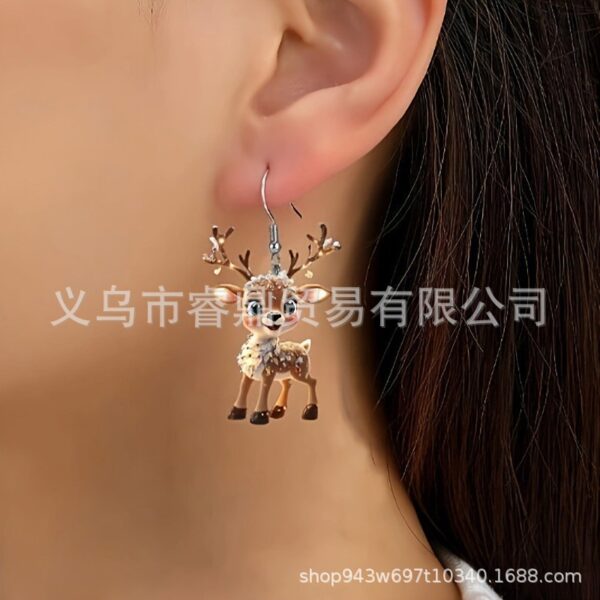 Wholesale Cute Christmas reindeer acrylic 2D creative design holiday decoration gift earrings