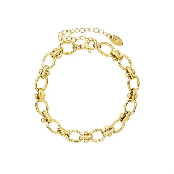 Wholesale PVD Coated Real Gold Plated 18K Gold Geometric 304 Stainless Steel Fashion Waterproof Non Tarnish 304 Stainless Steel Bracelets