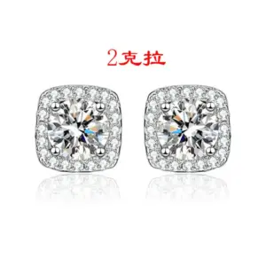 Luxury Square Bag Stud Earrings 2 Karat