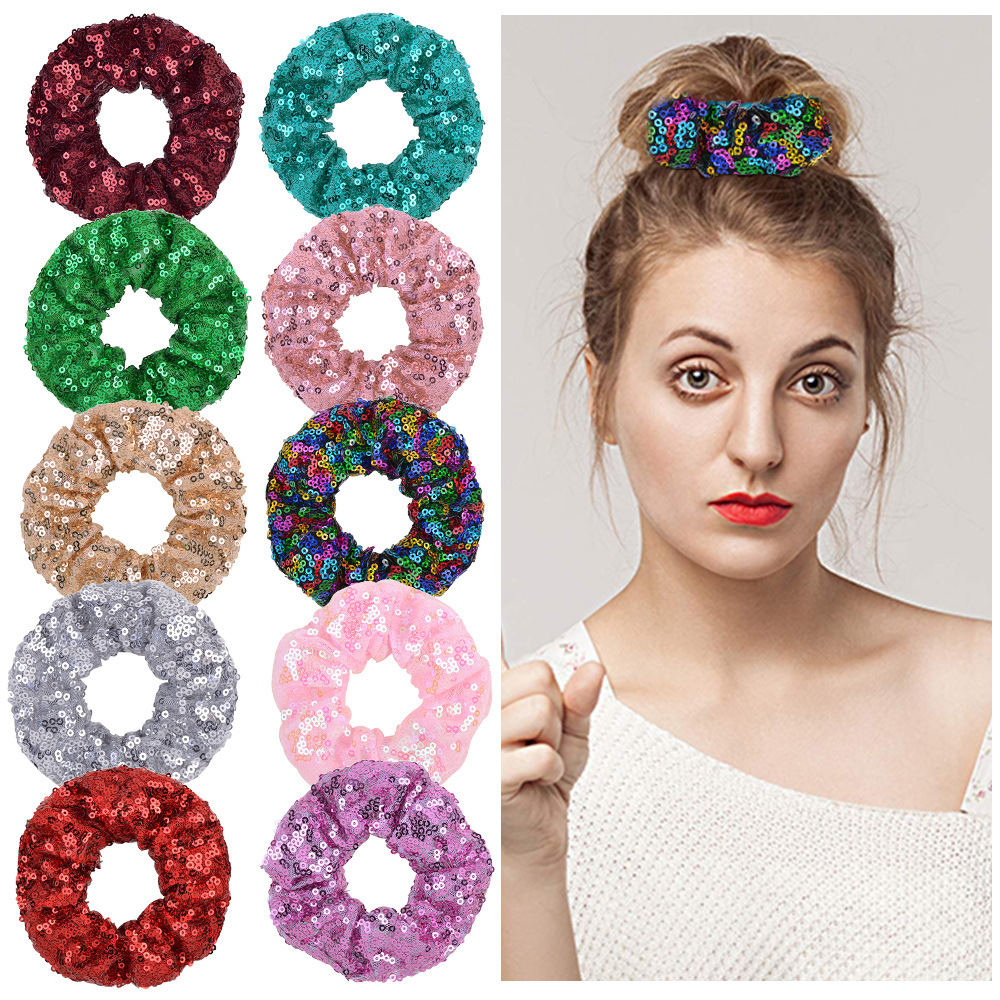 Wholesale hair ring fish scale sequinsHair Scrunchies