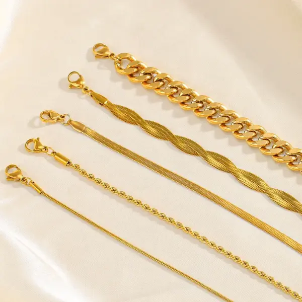 Wholesale Simple Style Geometric Solid Color Stainless Steel Plating Chain Bracelets