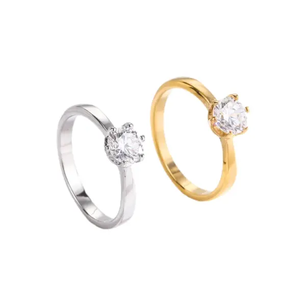 Vacuum Plating Real Gold Plated 18K Gold Round 304 Stainless Steel Elegant Glam Luxurious Waterproof Non Tarnish Rings