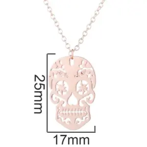 Wholesale Jewelry Retro Skull Stainless Steel 18K Gold Plated Plating Pendant Necklace