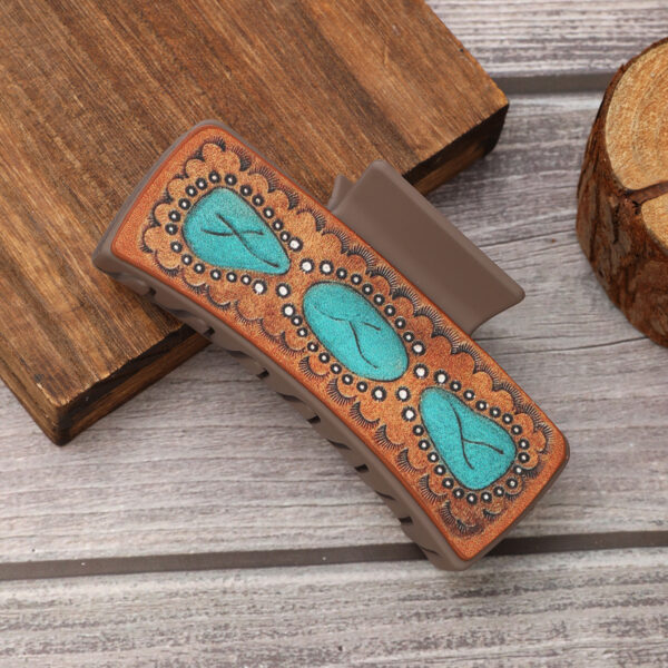 Wholesale Western Style Leather Hairpin Sunflower English Alphabet Clip