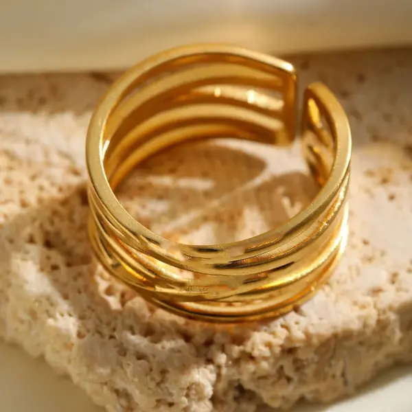 Wholesale 1 Piece Casual Glam Artistic Irregular Geometric 304 Stainless Steel 18K Gold Plated Women's Open Rings