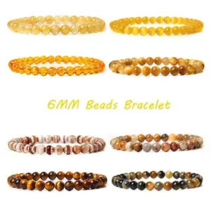 Unisex Natural Stone Healing Geometric Color Block Bracelets Healing Crystals Jewelry