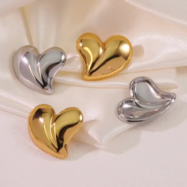 1 Pair Sweet Heart Shape 304 Stainless Steel Electroplating Ear Studs