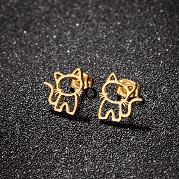 PVD Coated 18K Gold Real Gold Plated Animal 304 Stainless Steel Cute Sweet Waterproof Non Tarnish Ear Studs