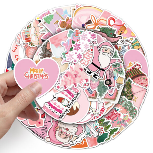 Wholesale 50pcs/pack Pink Christmas Graffiti Stickers
