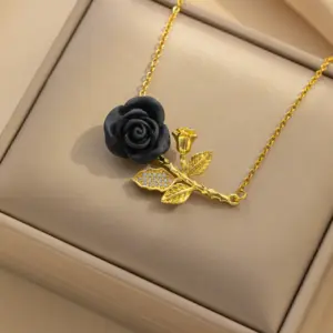 368 Black Rose Necklace