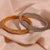 PVD Coated Real Gold Plated Solid Color Stainless Steel Vintage Style Simple Style Waterproof Non Tarnish Bangle