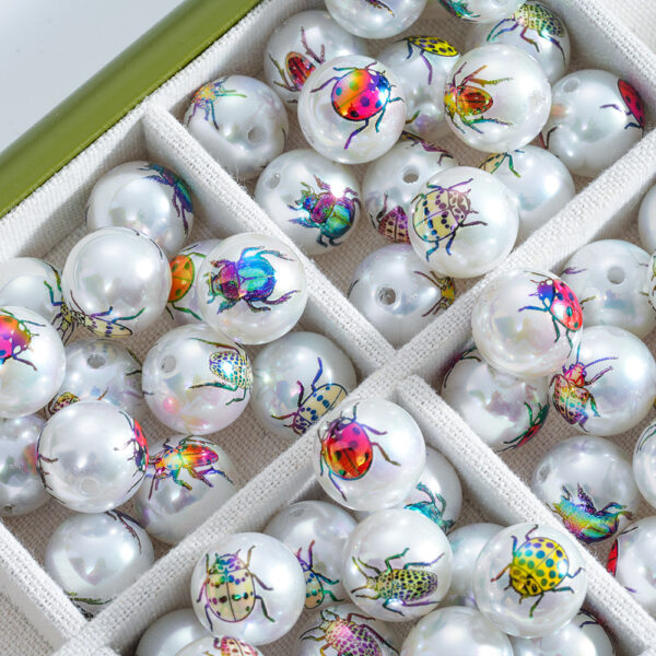 Wholesale 10pcs Mixed Insect Print Beads 16mm Decorative Beads