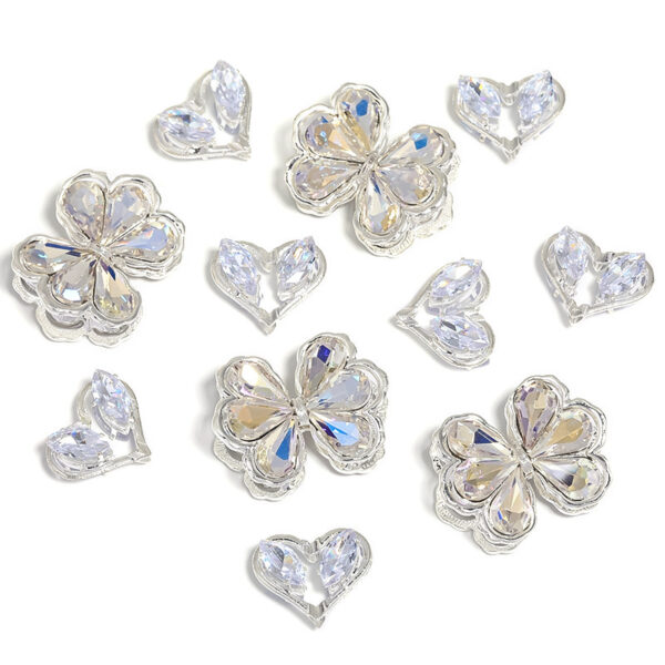 Wholesale Alloy rhinestone heart bow through-hole beads