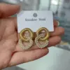 Wholesale 1 Pair Modern Style Simple Style Square 304 Stainless Steel Artificial Pearls Zircon 18K Gold Plated Stainless Steel Earrings