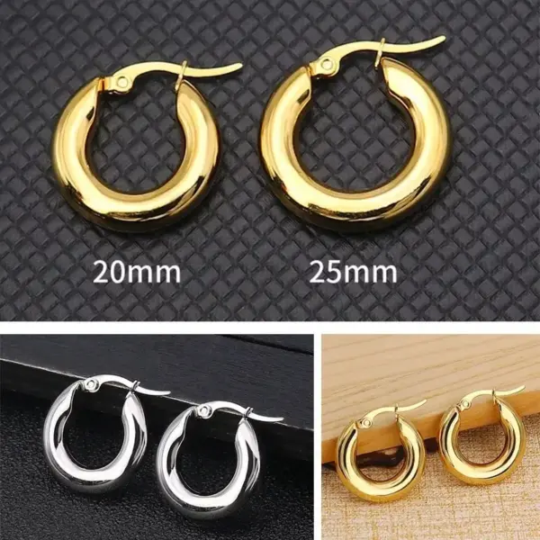 1 Pair Fashion Round Plating Stainless Steel Hoop Earrings