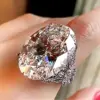 Wholesale New Super Large Oval Zircon Women's Ring Simple Copper Ring Hand Jewelry