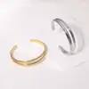 Wholesale PVD Coated Real Gold Plated 18K Gold Solid Color 304 Stainless Steel Retro Roman Style Waterproof Non Tarnish Bangle