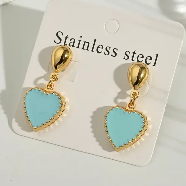 Electroplating Golden Plated Red Heart 304 Stainless Steel Casual Modern Style Simple Style Polishing Earrings