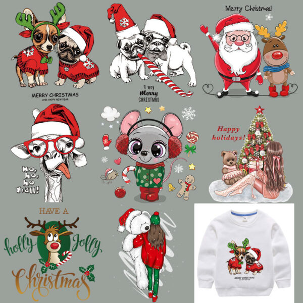 Wholesale Cartoon Santa hat heat transfer pattern
