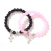 Wholesale Stainless Steel Hollow Cross Glass Beaded Bracelet