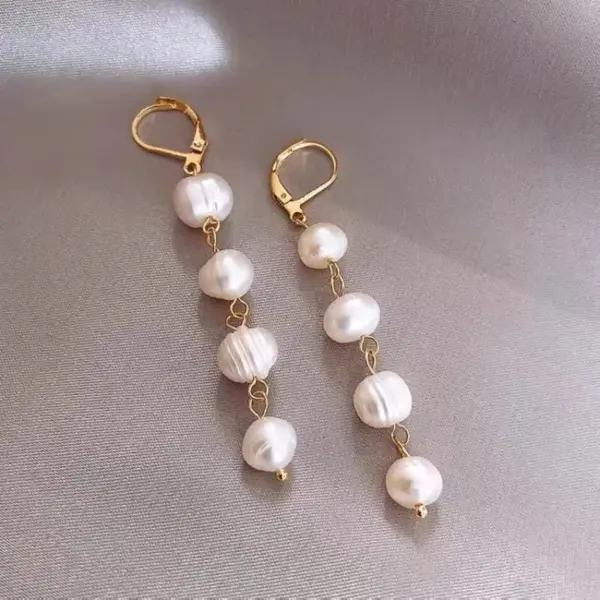 Fashion Geometric Pearl Plating Earrings 1 Pair