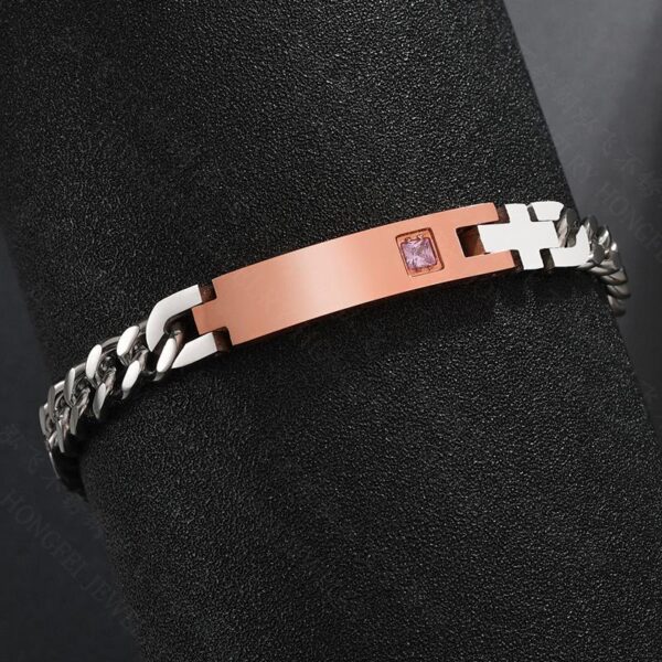 Wholesale Lettering Bracelet Stainless Steel Chain Diamond Couple Id Bracelet
