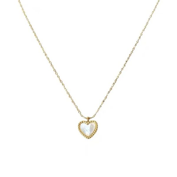 oly-b19d040cd1fe06357eaa0cb015a58fc4 Wholesale Mother-of-pearl heart titanium steel simple clavicle chain jewelry